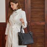 Heshe Black Leather Tote and Shoulder Bag