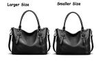 Heshe Black Leather Tote and Shoulder Bag