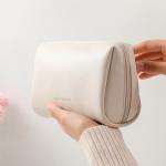 Aveniee Vegan Leather Travel Makeup Bag - Beige