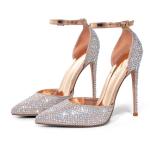 Elisabet Tang Champagne Gold Rhinestone Stiletto Heels