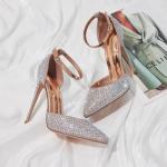 Elisabet Tang Champagne Gold Rhinestone Stiletto Heels