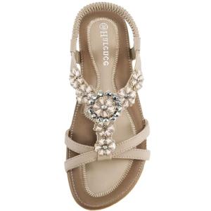 HARENCE Women's Summer Flat Sandals with Ankle Strap