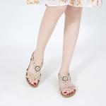 HARENCE Women's Summer Flat Sandals with Ankle Strap