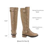 Khaki Women's Knee High Riding Boots, Wide Calf