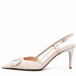 BlingQueen White Heeled Slingback Stiletto Pumps