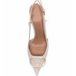 BlingQueen White Heeled Slingback Stiletto Pumps