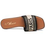 Athlefit Women's Black Slip-On Summer Sandals