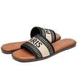 Athlefit Women's Black Slip-On Summer Sandals