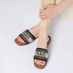 Athlefit Women's Black Slip-On Summer Sandals