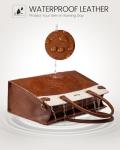 Vintage Waterproof Leather Laptop Tote for Women