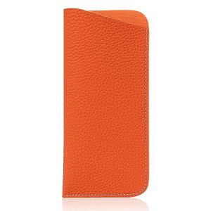K Luxury Women's Leather Eyeglass Case Pouch - Orange
