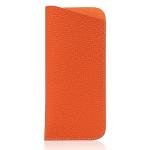 K Luxury Women's Leather Eyeglass Case Pouch - Orange