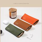 K Luxury Women's Leather Eyeglass Case Pouch - Orange