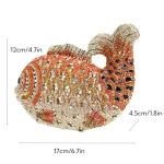 Tngan Mini Fish Clutch with Rhinestones, Gold Orange