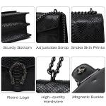 Snake Print Leather Crossbody Bag with Chain Strap