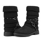DREAM PAIRS Black Faux Fur Winter Boots, Size 10