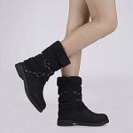 DREAM PAIRS Black Faux Fur Winter Boots, Size 10