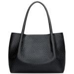KKXIU Black Vegan Leather Tote Bag for Women