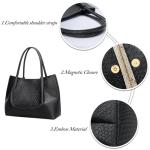 KKXIU Black Vegan Leather Tote Bag for Women