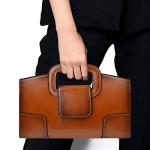 Vintage Brown Flap Tote Bag for Women