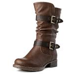 Brown Mid-Calf Fashion Dress Boots for Women