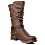 Brown Mid-Calf Fashion Dress Boots for Women