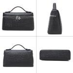 Rejolly Black Ostrich Leather Crossbody Bag