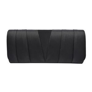 Chic Black Satin Pleated Evening Clutch Bag