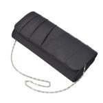 Chic Black Satin Pleated Evening Clutch Bag
