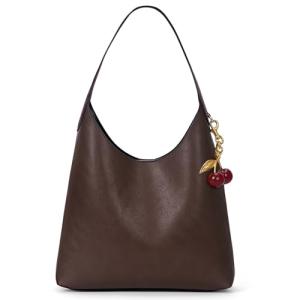 Vegan Leather Hobo Bag with Cherry Charm