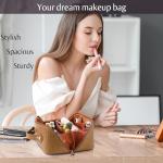 Stylish Brown PU Leather Travel Cosmetic Bag