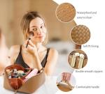 Stylish Brown PU Leather Travel Cosmetic Bag