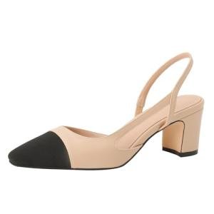 MIRAAZZURRA Women's Chunky Heel Slingback Pumps