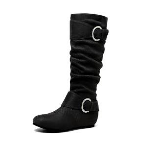 DREAM PAIRS Women's Knee High Wedge Boots, Black