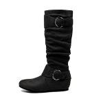 DREAM PAIRS Women's Knee High Wedge Boots, Black