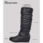DREAM PAIRS Women's Knee High Wedge Boots, Black