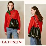 LA FESTIN Stylish Leather Crossbody Bag with Chain