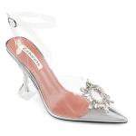 Silver Crystal Slingback High Heels for Weddings