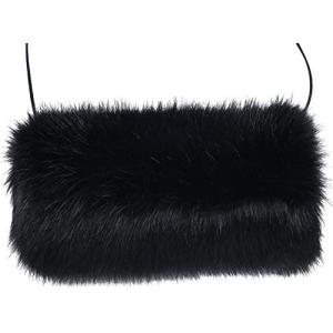 LA CARRIE Black Faux Fur Hand Muffs for Winter