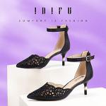 IDIFU Women's Rhinestone Low Kitten Heels Pumps