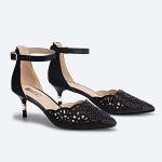 IDIFU Women's Rhinestone Low Kitten Heels Pumps
