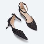 IDIFU Women's Rhinestone Low Kitten Heels Pumps