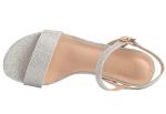 DADAWEN Silver Glitter Open Toe Chunky Heels