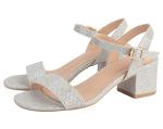 DADAWEN Silver Glitter Open Toe Chunky Heels
