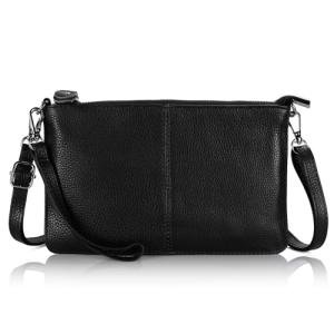 Befen Black Leather Wristlet Clutch for Women