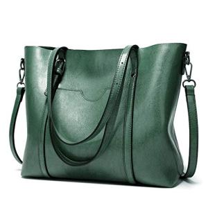 Pahajim Green Leather Satchel Handbags for Women