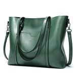 Pahajim Green Leather Satchel Handbags for Women