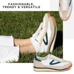 TRETORN Women's Vintage Lace-Up Tennis Sneakers, White/Green