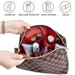 Chic Checkered Leather Makeup Bag Set