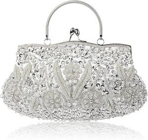 EROUAGE Beaded Flower Evening Clutch Bag